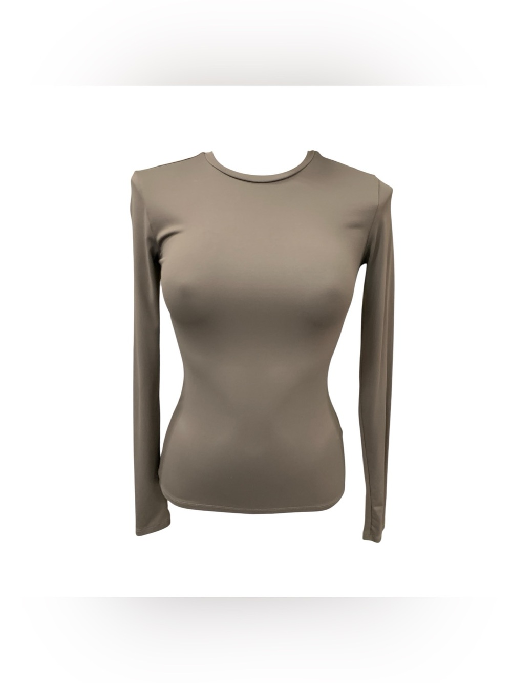H&M Long Sleeve Crewneck Top - Taupe/Beige Size S